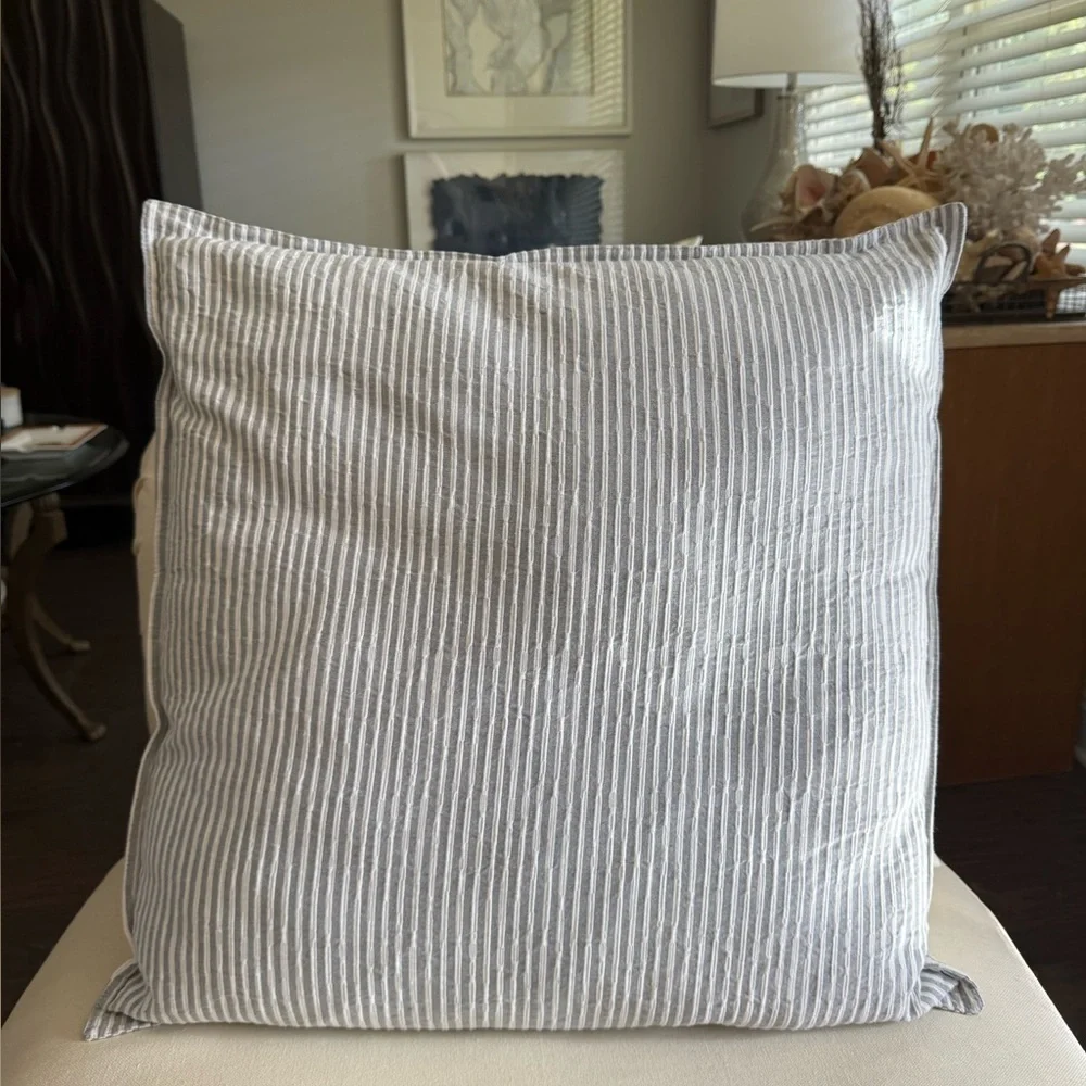 INUP HOME PORTUGAL STRIPED EURO DECORATIVE COTTON PILLOW INSERT INCLUDED 26x26